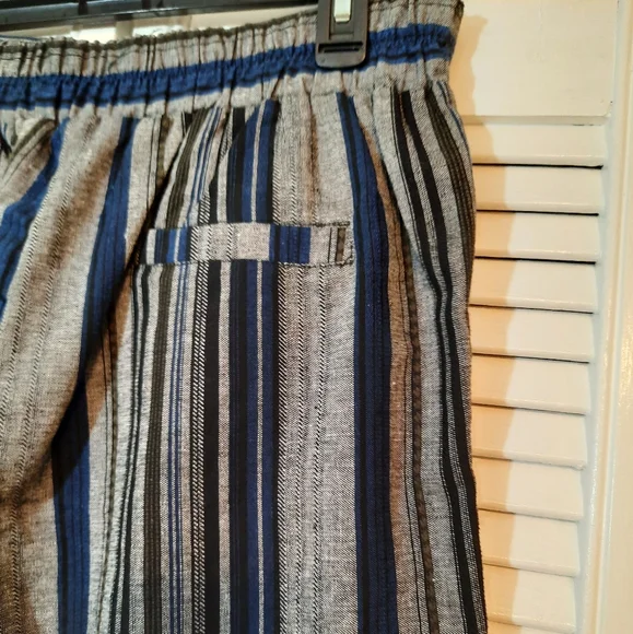 Fate crop striped linen tassel pants large NWT *F - Picture 5 of 7